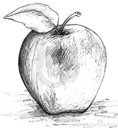 400x433 Apple Black And White Sketch Arts Amp Crafts - Fruit Sketch