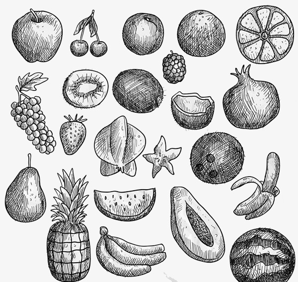 600x568 Hand Drawn Sketch Of Fruit, Fruit Clipart, Sketch, Apple Png Image - Fruit Sketch