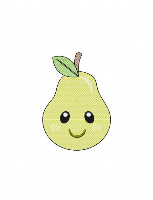 489x640 Pear 104 With Face Sketch Embroidery Design - Fruit Sketch