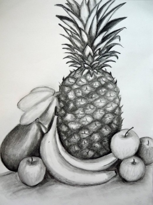 520x695 How To Draw A Still Life Composition Feltmagnet - Fruit Sketch Drawing