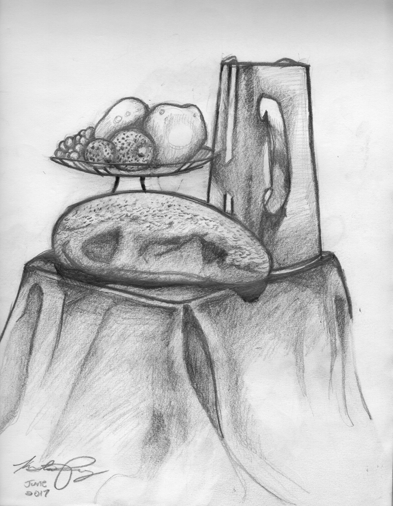 800x1031 Pencil Drawings Bread, Fruit, Still Life, Sketch, Drawing - Fruit Sketch Drawing