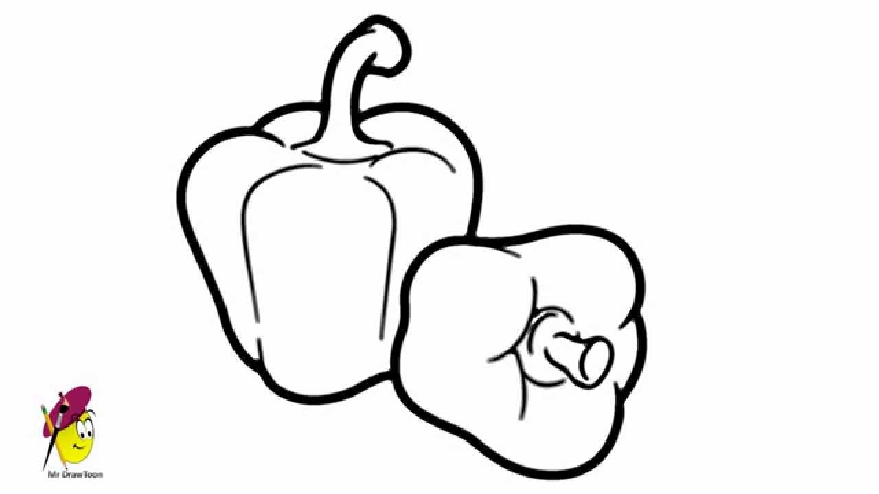 1280x720 Capsicum - Fruits And Vegetables Sketch