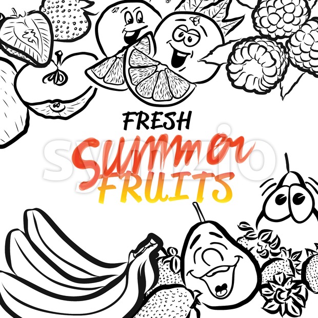 620x620 Fresh Summer Fruits Sketch Composition Design Vector Illustration - Fruits Sketch Images