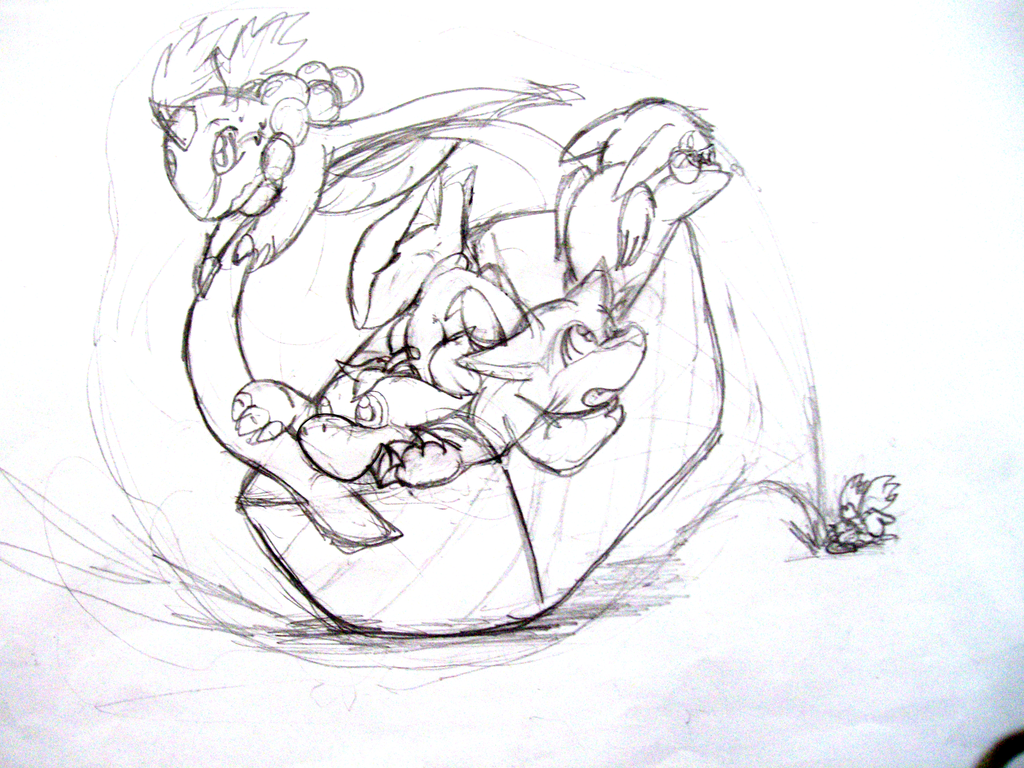 1024x768 Iridescent Dragons, Sky Fruits (Sketch) By Sergentmq - Fruits Sketch Images