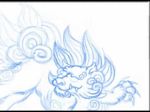 480x360 Foo Dog Sketch - Fu Dog Sketch