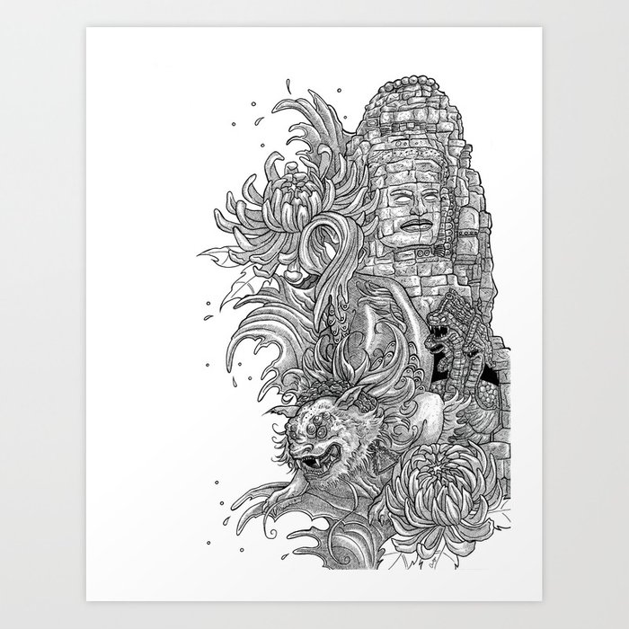700x700 Fu Dog Art Print By Dada16808 Society6 - Fu Dog Sketch