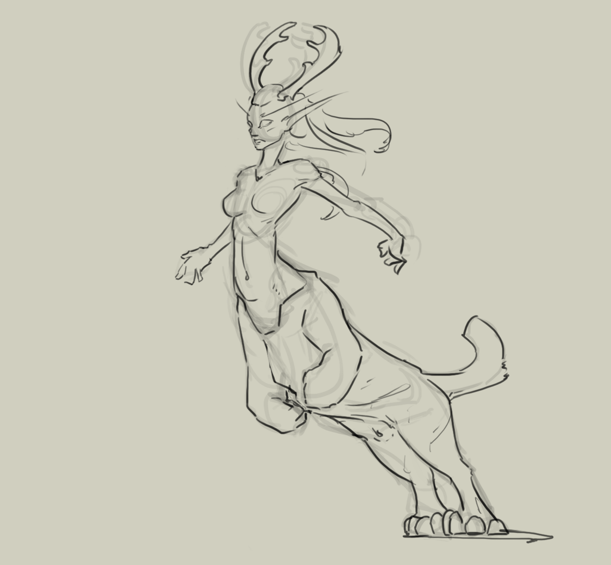 1205x1114 Charming Chimera - Full Body Sketch