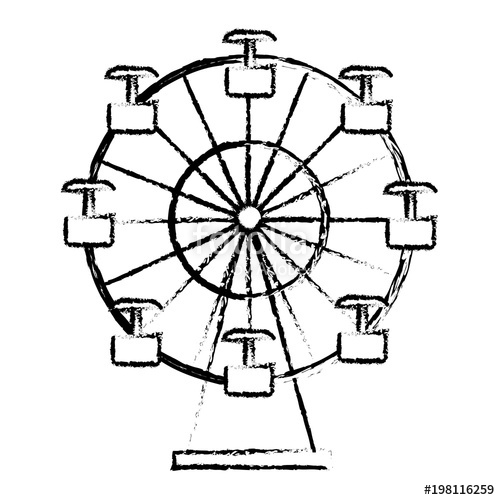 500x500 Wheel Ferris Carnival Fun Fair Enjoyment Vector Illustration - Fun Fair Sketch