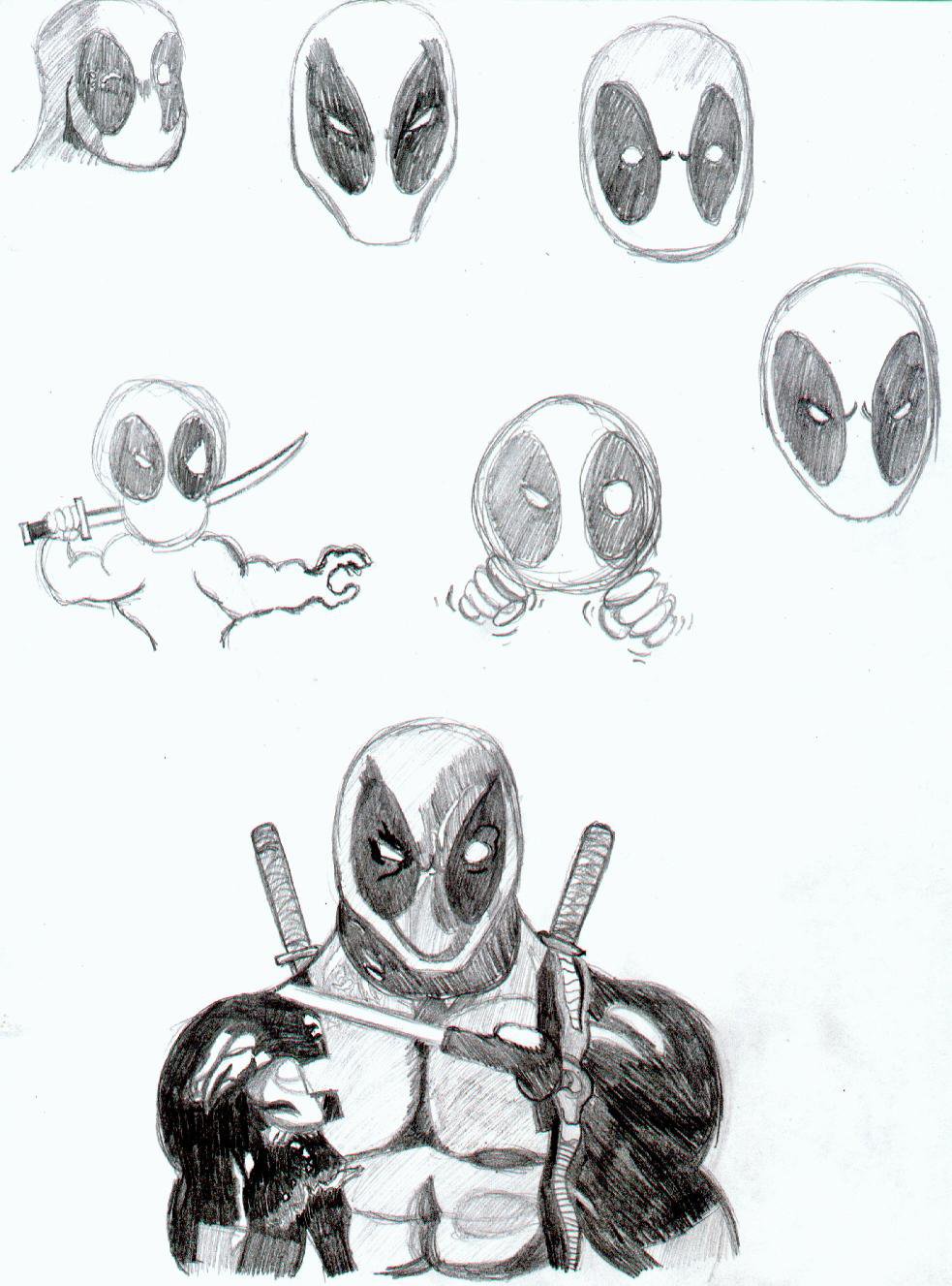 983x1327 Funky Deadpool Sketches By Evilbutters - Funky Sketches