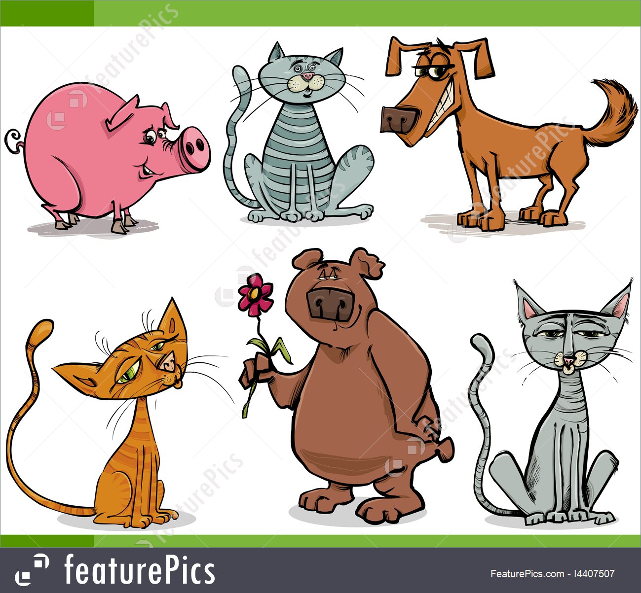 1299x1203 Animals Sketch Cartoon Set Stock Illustration I4407507 - Funny Animal Sketch