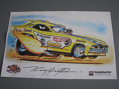 400x300 Don Prudhomme Hot Wheels Funny Car Sketch Print Signed By Kenny - Funny Car Sketch