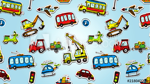 500x282 Funny Cars Seamless Pattern. Doodle Sketch Inked Illustration - Funny Car Sketch