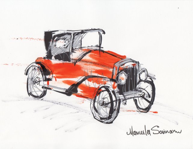 642x495 Car Sketch Original Print Drawing Minimalist Art Automobile Etsy - Funny Car Sketch