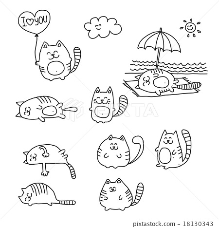 450x468 Funny Doodle Cats Sketch. Doodle Draw - Funny Cat Sketch