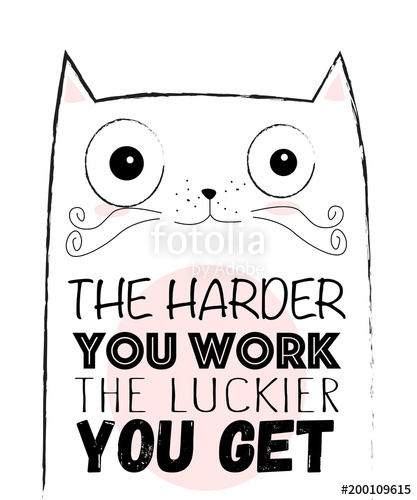 417x500 Vector Cartoon Sketch Funny Cat Illustration With Cute Lettering - Funny Cat Sketch