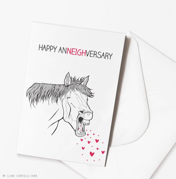 570x579 Funny Anniversary Card Puns Funny Horse Card Etsy - Funny Horse Sketches