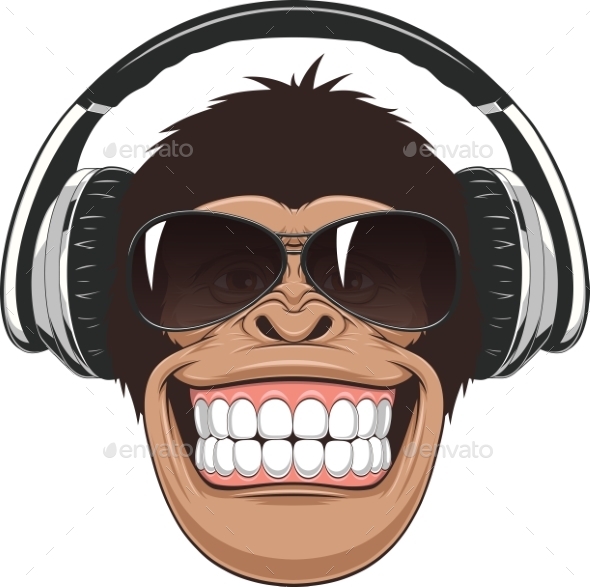 590x587 Funny Monkey With Glasses By Andrey1005 Graphicriver - Funny Monkey Sketch