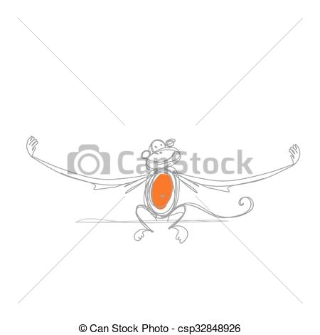 450x470 Funny Monkey Sketch For Your Design. Vector Illustration Vector - Funny Monkey Sketch