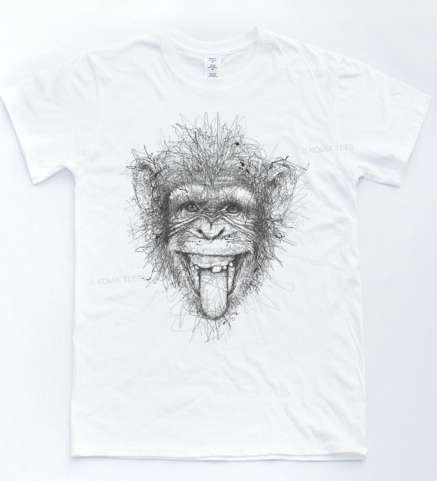 1454x1600 Monkey Sketch T Shirt Drawn Art Indie Tee Animal Chimp Funny - Funny Monkey Sketch