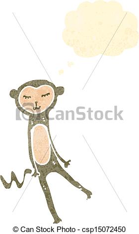 280x470 Retro Cartoon Funny Monkey With Thought Bubble. - Funny Monkey Sketch