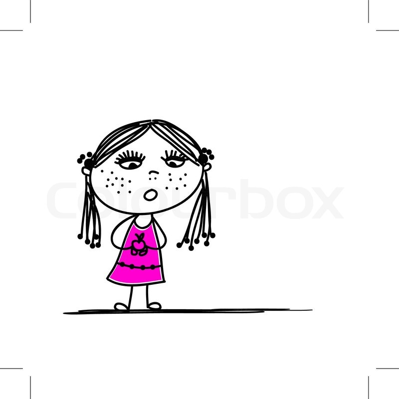 800x800 Funny Girl Sketch For Your Design Stock Vector Colourbox - Funny Pictures Sketch