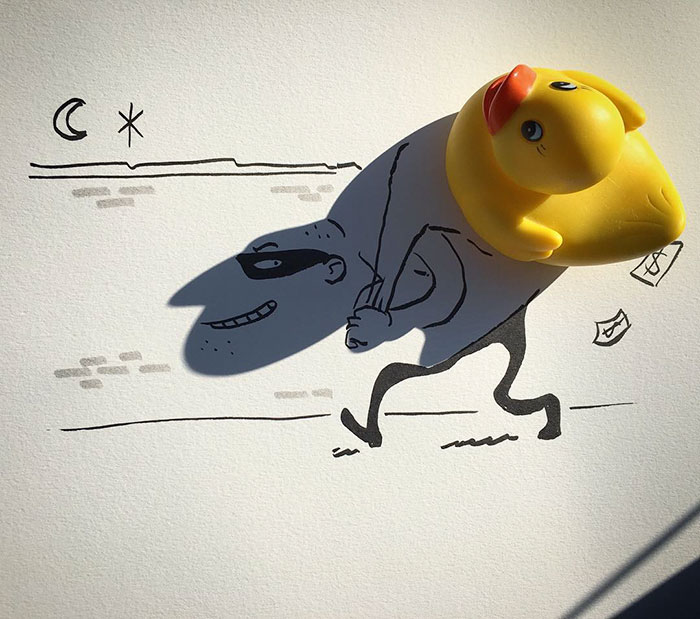 700x619 Artist Turns Shadows Of Everyday Objects Into Funny Sketches - Funny Sketches