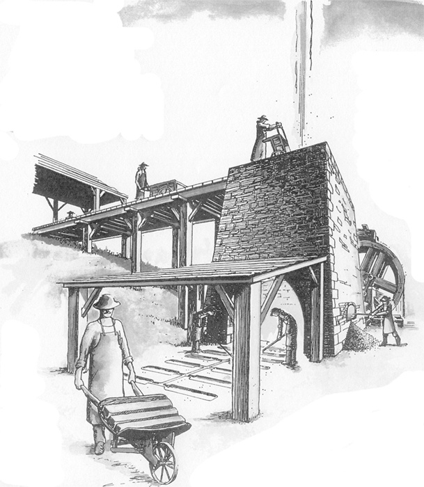 609x700 Drawing Of An Early 1800s Iron Furnace - Furnace Sketch