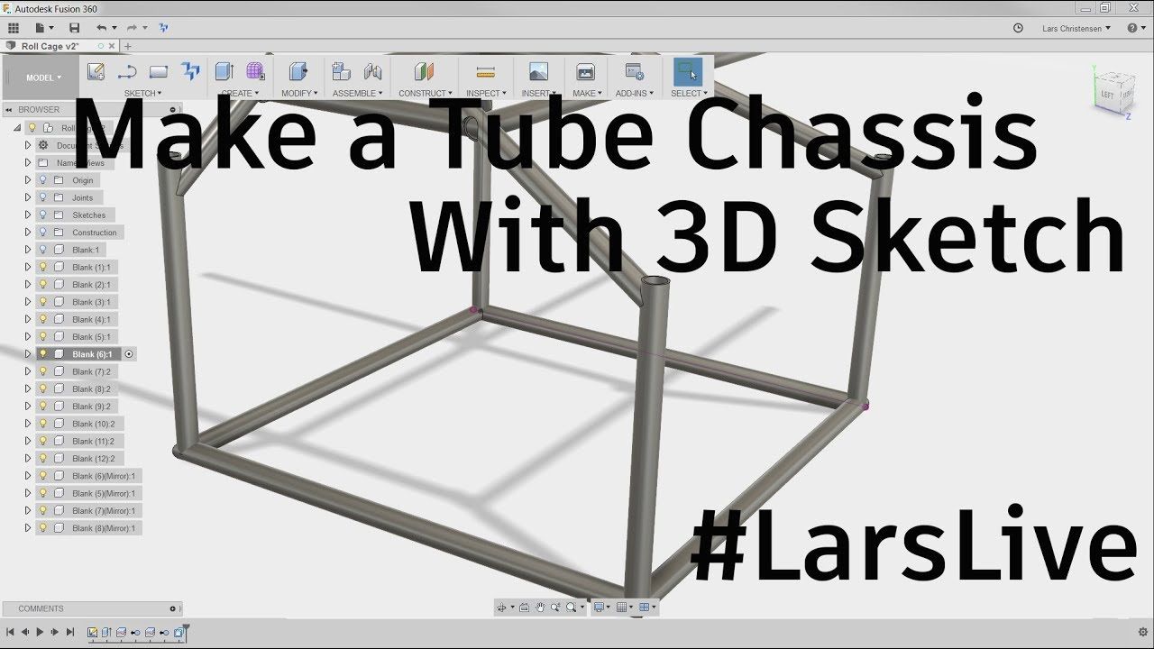 1280x720 Fusion 360 Make A Tube Chassis With 3d Sketch - Fusion 360 3d Sketch