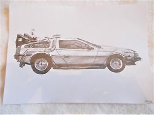 300x225 A4 Art Graphite Pencil Sketch Drawing Delorean Car From Back To - Future Car Sketch