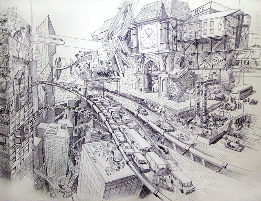 900x693 Future City By Andy Kandy Environment Design - Future City Sketch