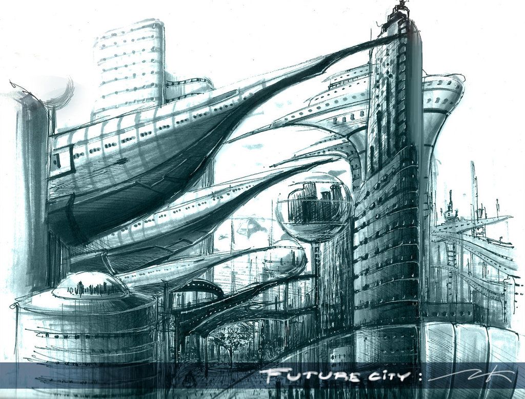 1024x778 Sketch Future City By Krisedge Architecture Future - Future City Sketch