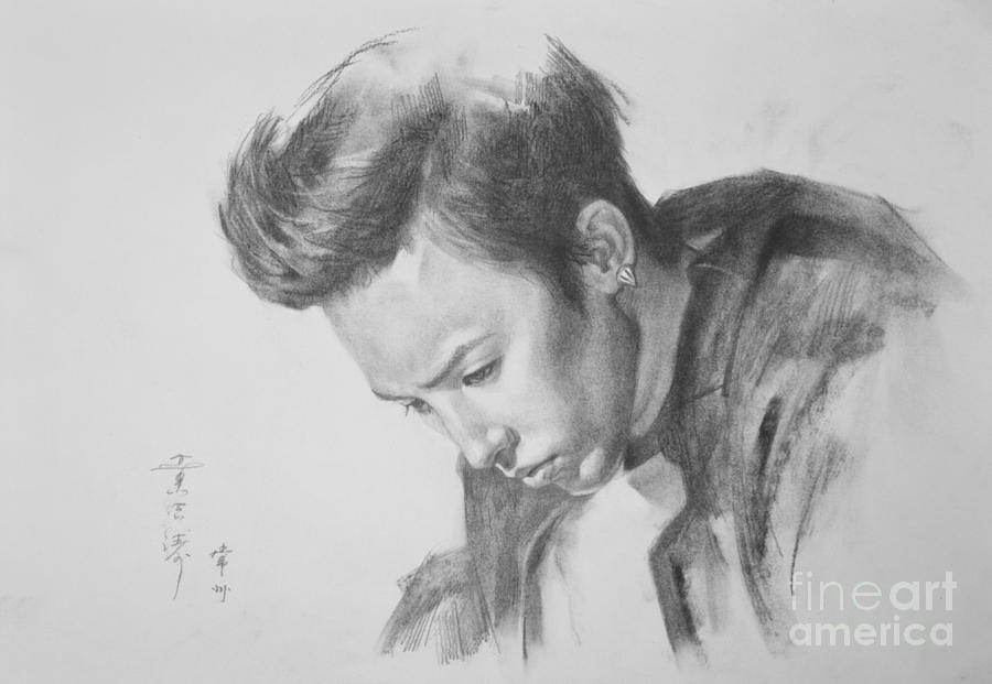 900x621 Original Drawing Charcoal Art Portrait Of G Dragon On Paper - G Dragon Sketch