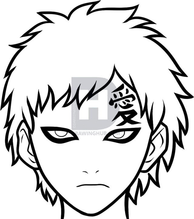 640x720 How To Draw Gaara Easy, Step By Step, Drawing Guide, By Darkonator - Gaara Sketch