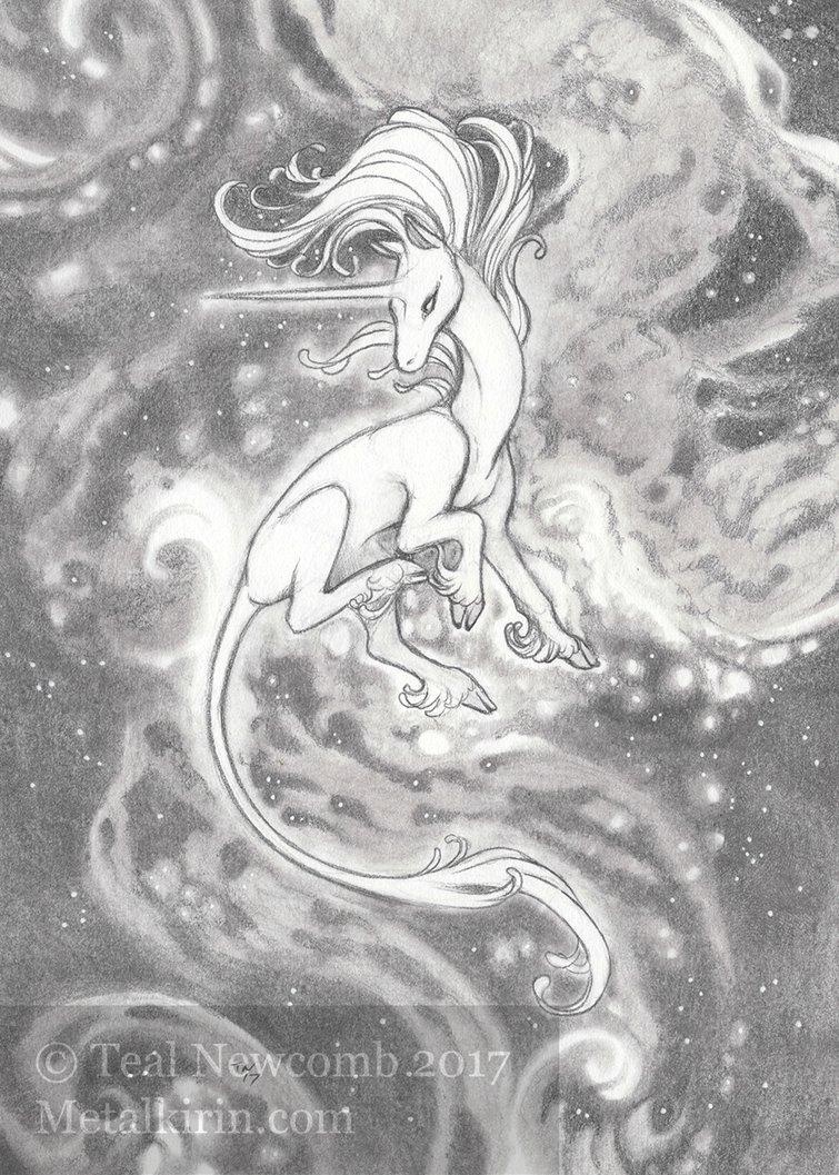 755x1057 Sketch Comm Unicorn Galaxy By Thedancingemu - Galaxy Sketch