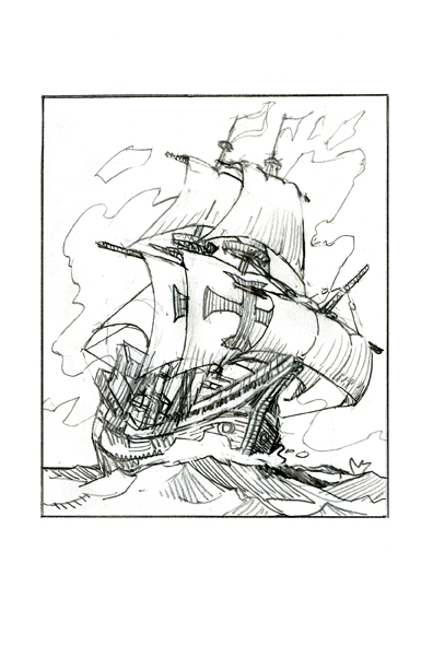 396x612 Galleon Sketch Don Maitz - Galleon Sketch