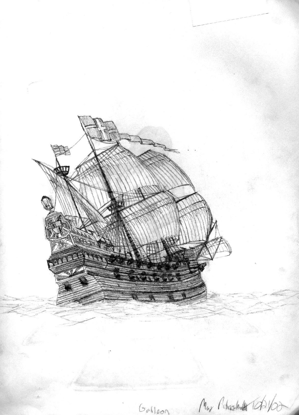 Galleon Sketch at PaintingValley.com | Explore collection of Galleon Sketch