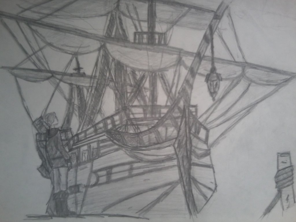 1024x768 Galleon Sketch By Choupichou - Galleon Sketch