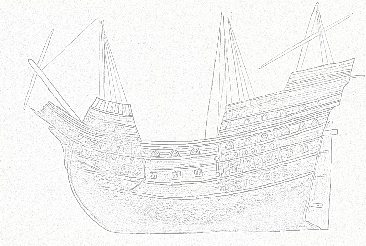 1537x1035 The Galleon Of Ribadeo, The Dormant Colossus From The Age Of - Galleon Sketch