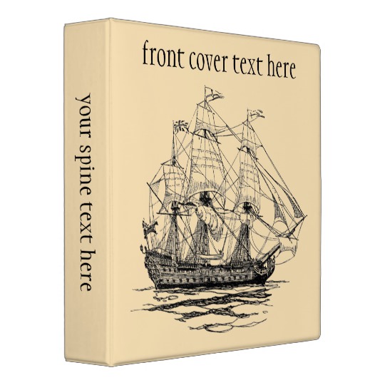 540x540 Vintage Pirates Galleon, Sketch Of A 74 Gun Ship 3 Ring Binder - Galleon Sketch