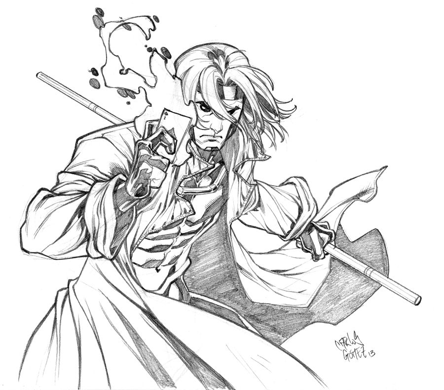 900x792 Gambit Sketch Commission By Carlosgomezartist - Gambit Sketch