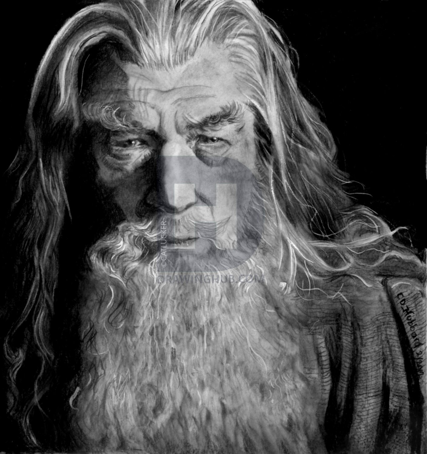 1409x1500 How To Draw Gandalf, Lord Of The Rings, Step By Step, Drawing - Gandalf Sketch