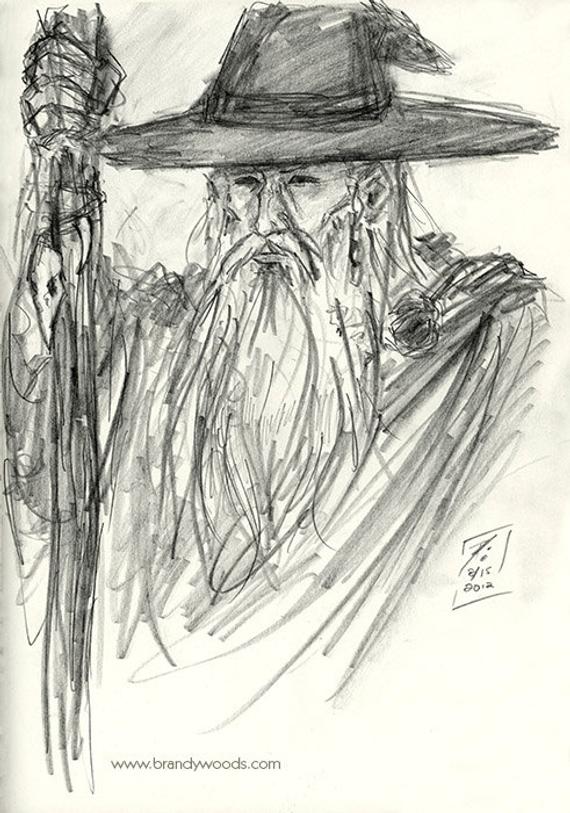 570x813 Odin All Father Or Gandalf Sketch Drawing Art Artwork Print Etsy - Gandalf Sketch