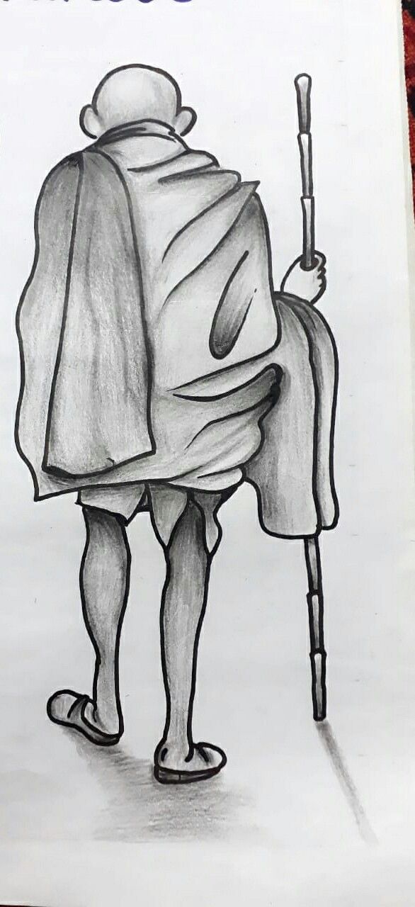 586x1280 Mahatma Gandhi Pencil Drawing School Projects - Gandhi Pencil Sketch