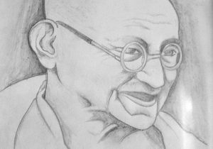 300x210 Pencil Drawing Of Gandhiji Black White Mahatma Gandhi Sketch - Gandhi Pencil Sketch