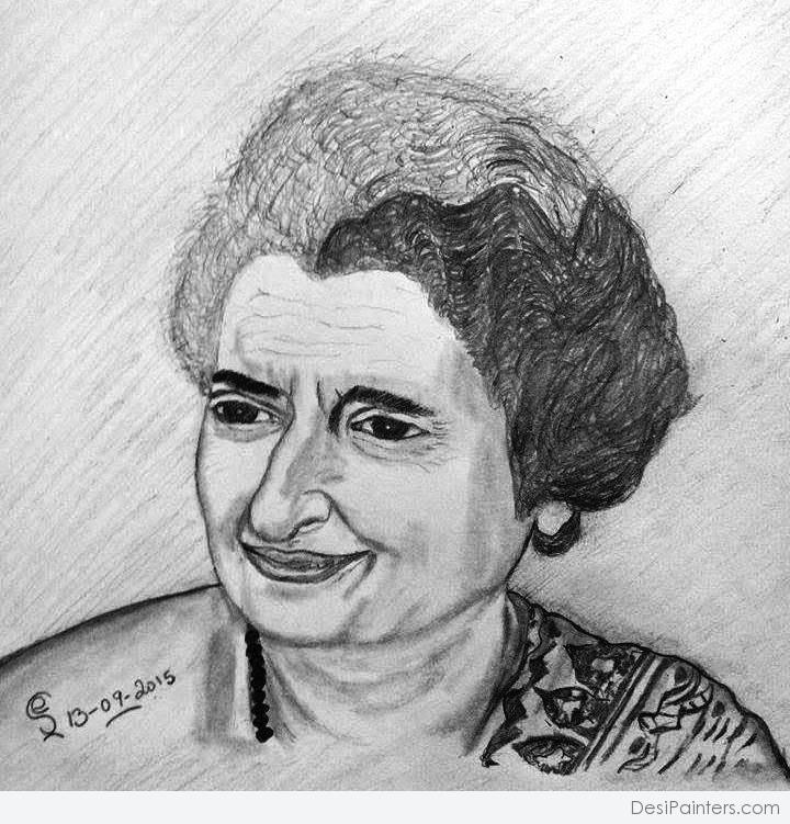 720x751 Pencil Sketch Of Indira Gandhi - Gandhi Pencil Sketch