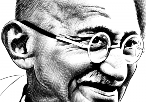 300x210 Sketches Of Mahatma Gandhi Simple Sketch Of Mahatma Gandhi Simple - Gandhi Pencil Sketch