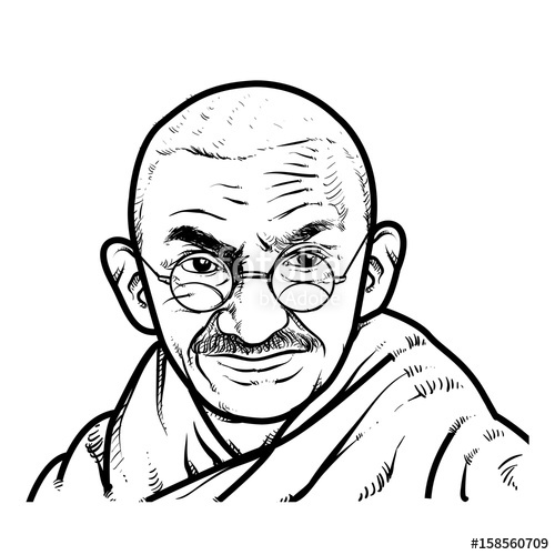 500x500 Mahatma Gandhi Hand Drawing Outline. Mahatma Gandhi Vector - Gandhi Sketch Outline