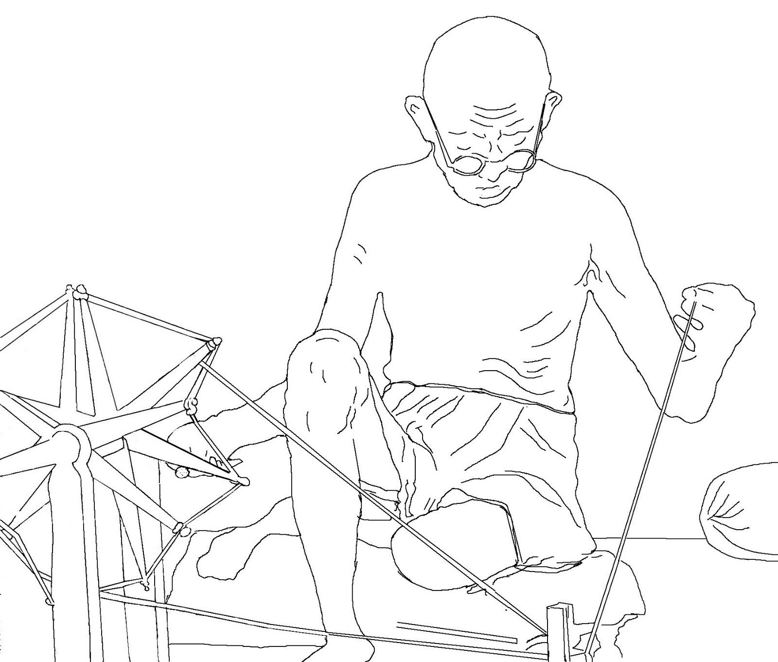 1600x1361 Drawing Of Gandhi - Gandhi Sketch Outline