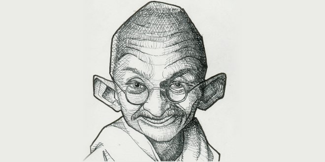660x330 Mahatma Gandhi Coloring Pages For Students - Gandhiji Sketch