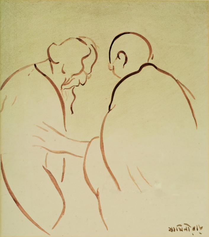706x800 Gandhi And Rabindranath Tagore - Gandhiji Sketch